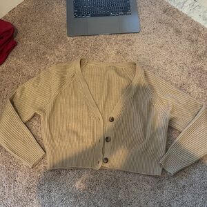 Cozy Tan Button-Up Women's Sweater